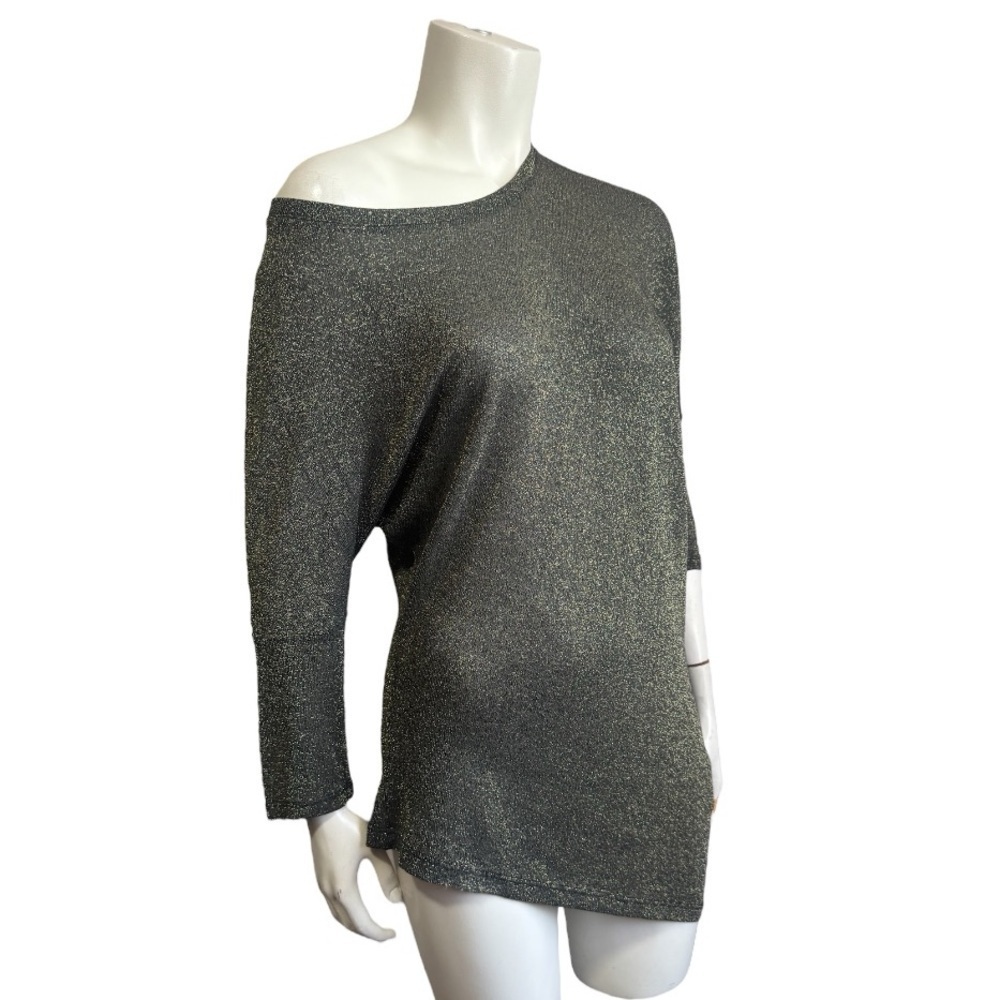 Oltre Asymmetrical Tunic Top Dark Metallic Gold Womens 8 Italian Evening Sparkle - Picture 4 of 11